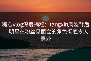 糖心vlog深度揭秘：tangxin风波背后，明星在粉丝见面会的角色彻底令人意外