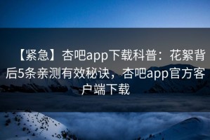 【紧急】杏吧app下载科普：花絮背后5条亲测有效秘诀，杏吧app官方客户端下载