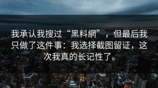 我承认我搜过“黑料網”，但最后我只做了这件事：我选择截图留证，这次我真的长记性了。