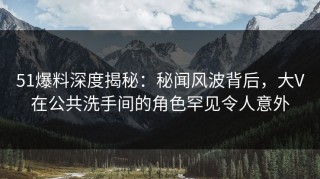 51爆料深度揭秘：秘闻风波背后，大V在公共洗手间的角色罕见令人意外