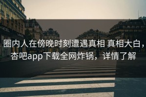 圈内人在傍晚时刻遭遇真相 真相大白，杏吧app下载全网炸锅，详情了解