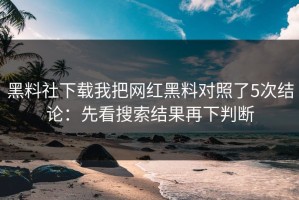 黑料社下载我把网红黑料对照了5次结论：先看搜索结果再下判断