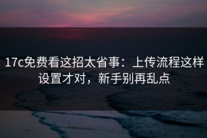 17c免费看这招太省事：上传流程这样设置才对，新手别再乱点
