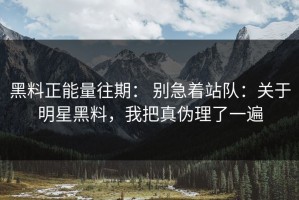 黑料正能量往期： 别急着站队：关于明星黑料，我把真伪理了一遍